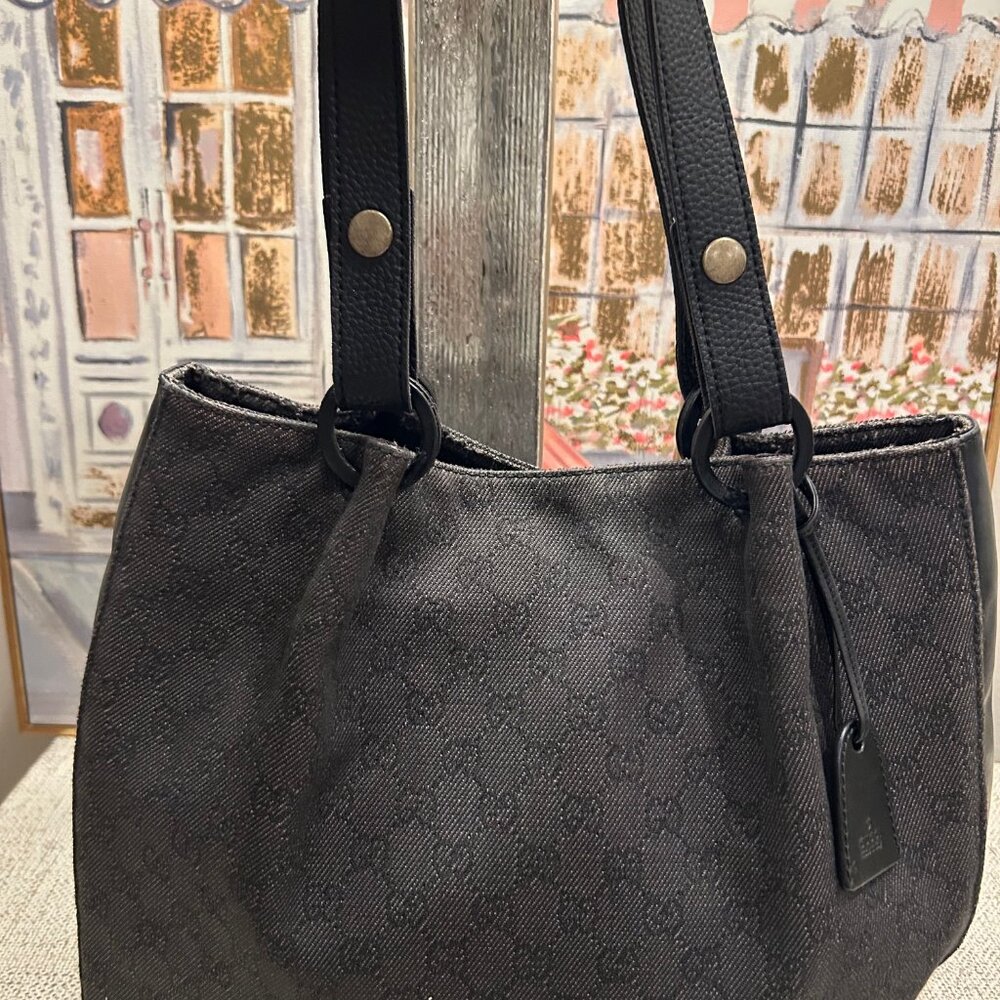 Authentic Vintage Gucci Denim and Leather Tote with attached Pouch - Picture 12 of 12